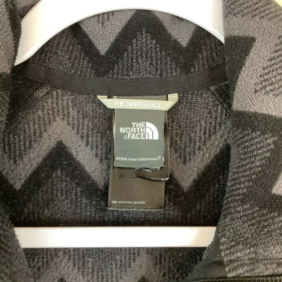 The North Face Jacket Women's Black Gray Terry Fleece Zip Front Tie waist - Picture 10 of 13